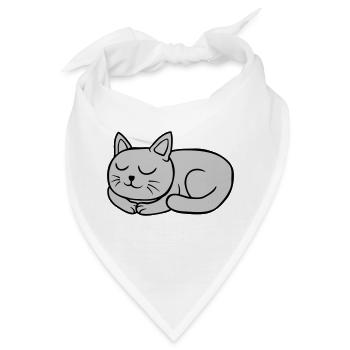 Schlafende liebe liegende Katze - Bandana - Weiß - Vorne
