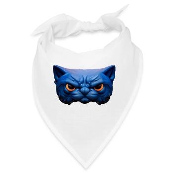 Wütende Katze - Bandana - Weiß - Vorne
