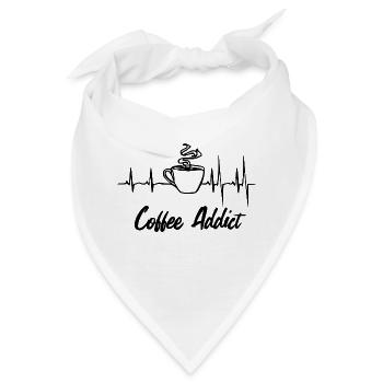 Herzschlag EKG Kaffee Puls Café Coffein Geschenk - Bandana - Weiß - Vorne