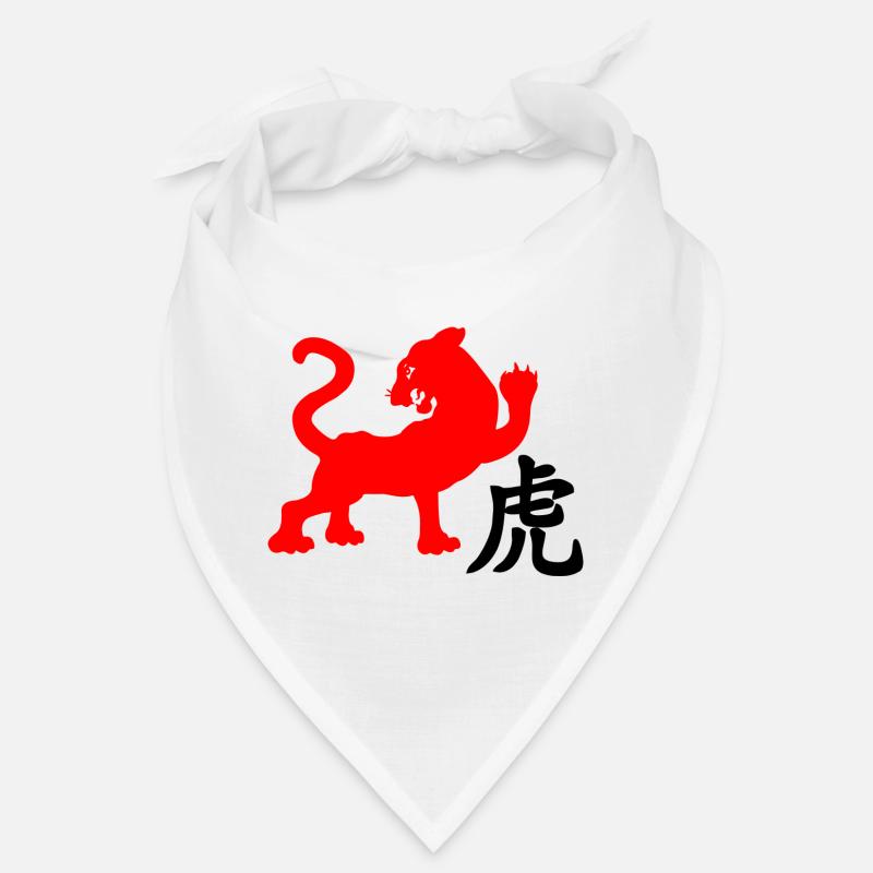 Tigre à caractère chinois avec image de tigre rouge Bandana