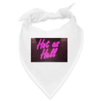 Leuchtreklame Hot as Hell an Ziegelsteinmauer - Bandana - Weiß - Vorne