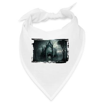 Schloss in der Nacht - Gotik - Bandana - Weiß - Vorne