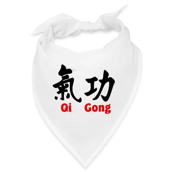QI Gong mit Text horizontal mit Text rot - Bandana - Weiß - Vorne