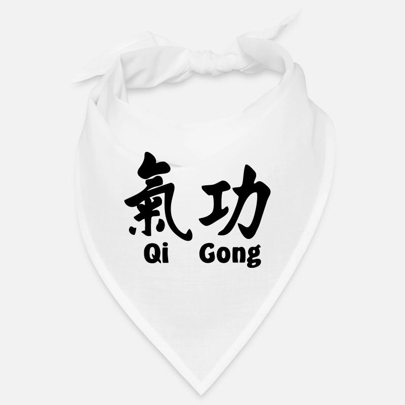QI gong script avec texte horizontal - Bandana - blanc
