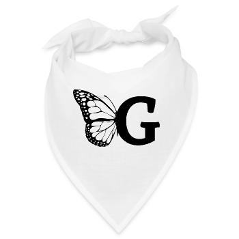 Buchstabe G Schmetterling - Bandana - Weiß - Vorne