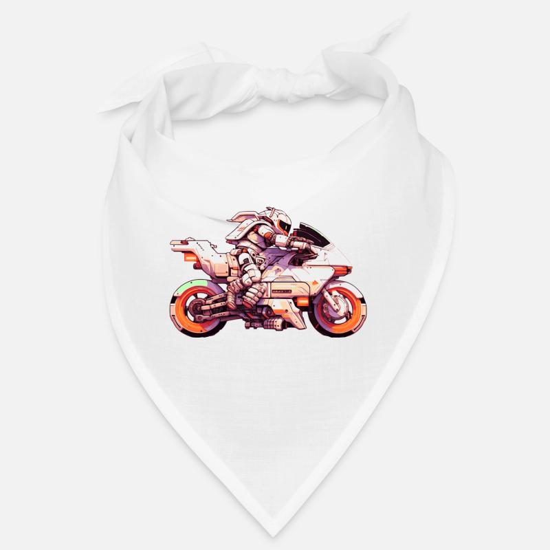 Motorcycle racing machine in the future with driver Bandana
