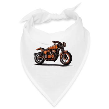 Motorrad als Oldtimer in 16-Bit Grafik - Bandana - Weiß - Vorne