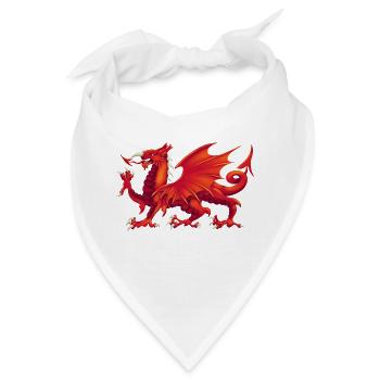 Walisischer Drache - Y Ddraig Goch - Bandana - Weiß - Vorne