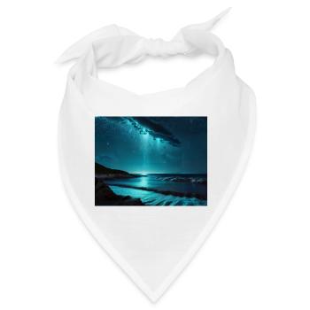 Wasser Nachtblau Lichtspiel Meer  - Bandana - Weiß - Vorne