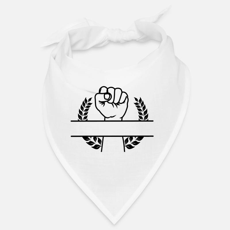 Fist in lukewarm wreath for text Bandana