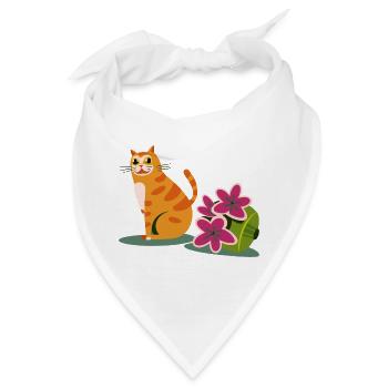 Lustiges Katzen Design - Bandana - Weiß - Vorne