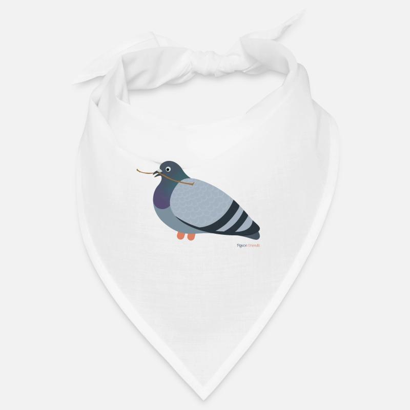 Pigeon avec une branche dans le bec - Bandana - blanc