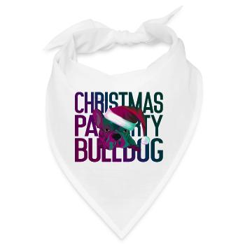 Weihnachten Bulldogge: Weihnachtsmütze X-mas Party - Bandana - Weiß - Vorne