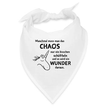 lustiger Spruch witzige Sprüche Chaos schütteln  - Bandana - Weiß - Vorne