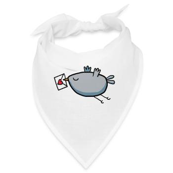 Vogel mit Liebesbrief - Bandana - Weiß - Vorne