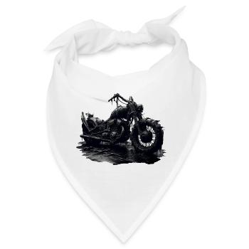 Rostiges Apokalypse Motorrad - Dark Fantasy Skull - Bandana - Weiß - Vorne