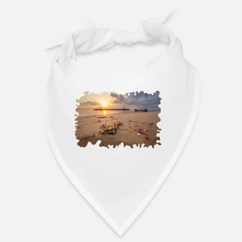 Sunrise offerings on Bali beach Bandana