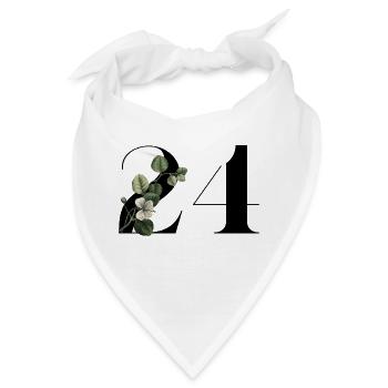 Nummer 24 Blumengrün -24. Blumenjubiläum - Bandana - Weiß - Vorne