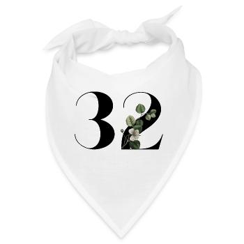 Nummer 32 Blumengrün - 32. Blumengeburtstag - Bandana - Weiß - Vorne