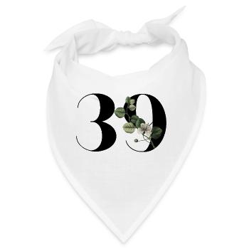 Nummer 39 Blumengrün - 39. Blumengeburtstag - Bandana - Weiß - Vorne