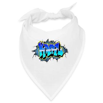 Graffiti KARL Blauer Backsteinriss - Bandana - Weiß - Vorne