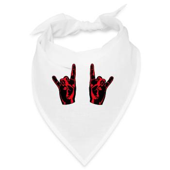 Zwei Heavy Metal Hard Rock Hörner Finger Handgeste - Bandana - Weiß - Vorne