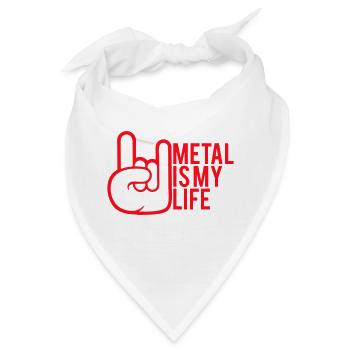 Metal Is My Life Hard Rock Hörner Comic Handgeste - Bandana - Weiß - Vorne
