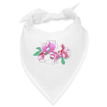 Rosa Blumenstrauß - Bandana - Weiß - Vorne