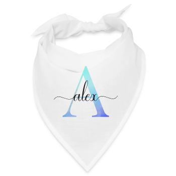 A| Monogramm | Name | Alex | Watercolor - Bandana - Weiß - Vorne