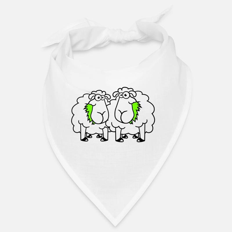 Deux moutons mangent de l’herbe 2 amis Équipe affamée Bandana