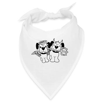 2 Hunde Engel Teufel Satan Himmel Hölle Gewissen - Bandana - Weiß - Vorne