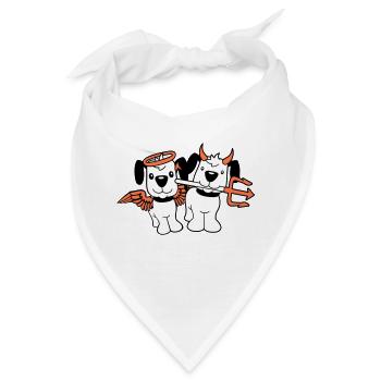 2 Hunde Engel Teufel Satan Himmel Hölle Gewissen - Bandana - Weiß - Vorne