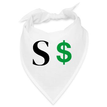 Buchstabe s Dollar - Bandana - Weiß - Vorne