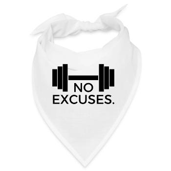 No Excuses - Design mit Hantel - Bandana - Weiß - Vorne