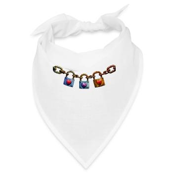 Liebesschlösser mit Herzen Design 2 - Bandana - Weiß - Vorne