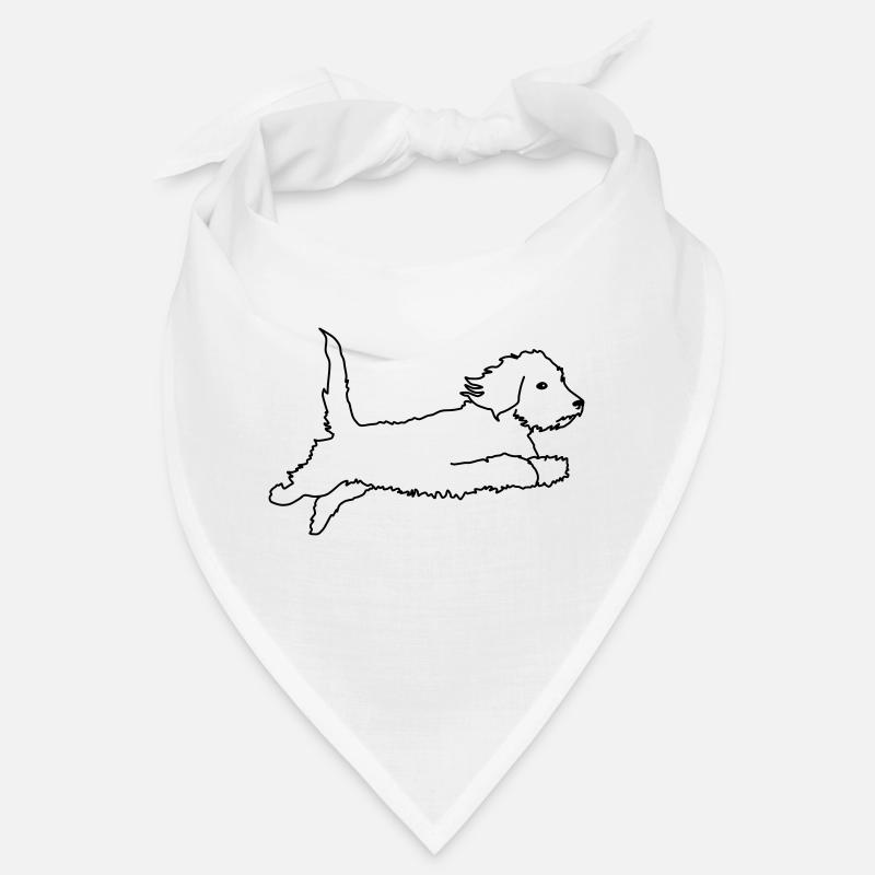 Teckel à poil dur volant - Bandana - blanc