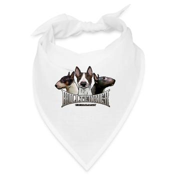 Bullterrier Trio mit Schriftzug - Bandana - Weiß - Vorne