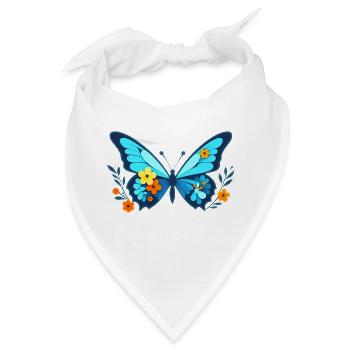 Falter mit Blumen - Bandana - Weiß - Vorne