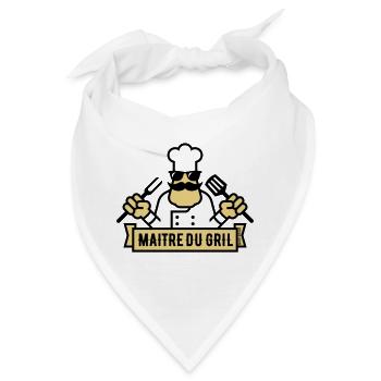 Maître Du Gril (Grillen / Barbecue / BBQ / 2C) - Bandana - Weiß - Vorne