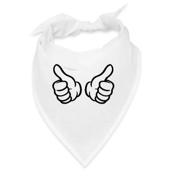 Daumen Hoch Hand Like - Bandana - Weiß - Vorne