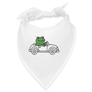 Frosch im Auto - Bandana - Weiß - Vorne