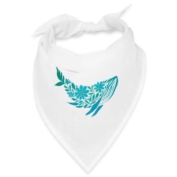 Nordische Blumen - Blauwal - Bandana - Weiß - Vorne
