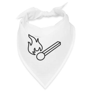 Brennendes Streichholz-Liniensymbol - Bandana - Weiß - Vorne