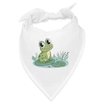 Niedlicher Frosch auf Seerose - Bandana - Weiß - Vorne