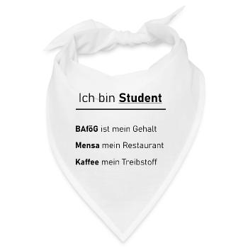 Unispruch "Ich bin Student" Geschenk, Studenten - Bandana - Weiß - Vorne
