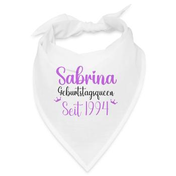Sabrina Geburtstagsqueen Seit 1994 Geschenk - Bandana - Weiß - Vorne
