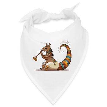 Dino Saxophon Tribal Schmuck - Bandana - Weiß - Vorne