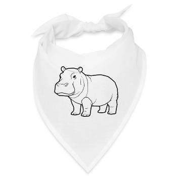 Realistisches Nilpferd Zeichnung Outline - Bandana - Weiß - Vorne