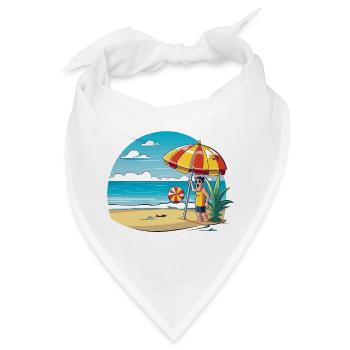 Strandurlaub Cartoon mit Sonnenschirm - Bandana - Weiß - Vorne