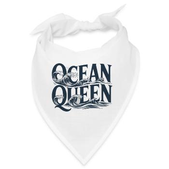 Ocean Queen - Wellen Typografie Design - Bandana - Weiß - Vorne